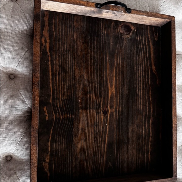 Rustic Wooden Serving Tray with Handles - Picture 2 of 3